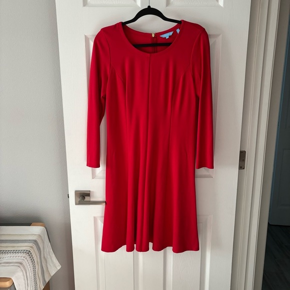 Draper James lipstick red ponte knit fit and flare dress size Small - Picture 6 of 12